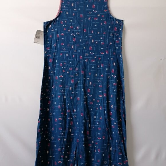 NWT City Blue By Koret Womens Blue Sleeveless All Over Print A-Line Dress Size L - Picture 5 of 8